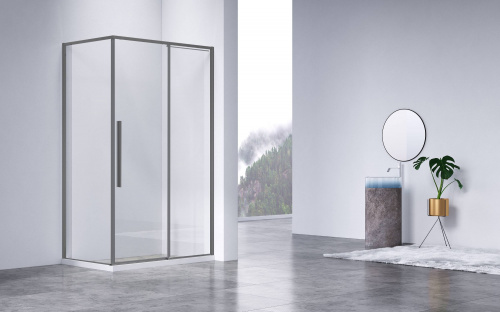 картинка Душевой уголок Slim-N VSR-4SN8011CLGM, 1100*800, вороненая сталь, стекло прозрачное от магазина Сантехстрой