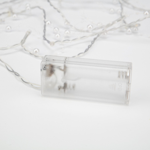 картинка Гирлянда светодиодная Жемчужинки 1,5 м,  10 LED,  прозрачный ПВХ,  цвет свечения теплый белый,  2 х АА (батарейки не в комплекте) NEON-NIGHT от магазина Сантехстрой