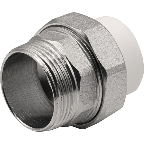 картинка Муфта THERMOLIGHT комбинированная разъемная PP-R НР 32х1 1/4quot; белый (5/80) от магазина Сантехстрой