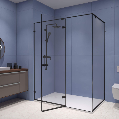 картинка Душевой уголок RGW SV-040-B 100* 80*200 профиль Чёрный стекло Прозрачное от магазина Сантехстрой
