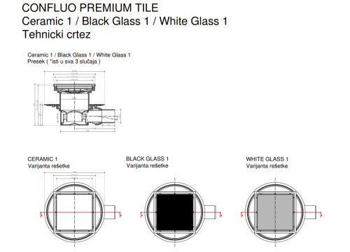 картинка Точечный трап Pestan Confluo Standard 15х15 White Glass Gold (13000156) от магазина Сантехстрой