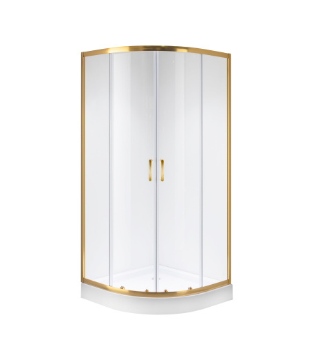 картинка Душевое ограждение Niagara Nova NG-6407-08GOLD (100х100х195) четверть круга,золото,двери раздвижные,стекло прозрачное,1 место от магазина Сантехстрой