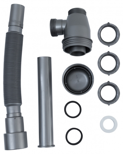 картинка Сифон для раковины серый, d40/50, c накидной гайкой 5/4", Aquanet (332449) от магазина Сантехстрой