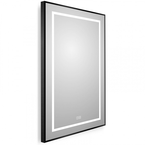 картинка Зеркало BelBagno Kraft 50 SPC-KRAFT-500-800-LED-TCH-WARM-NERO с подсветкой Черное с сенсорным выключателем и подогревом от магазина Сантехстрой