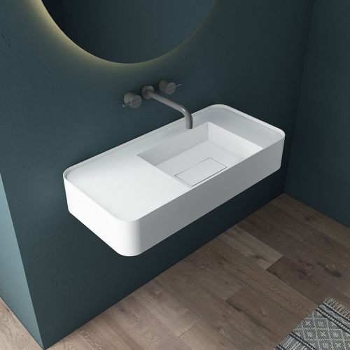 картинка Раковина Solid Surface Vincea VWB-6S412MW, 1200*400*150, подвесная, цвет белый матовый от магазина Сантехстрой