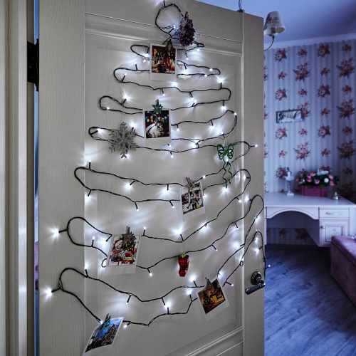 картинка Гирлянда Твинкл Лайт 10 м,  темно-зеленый ПВХ,  80 LED,  цвет белый от магазина Сантехстрой