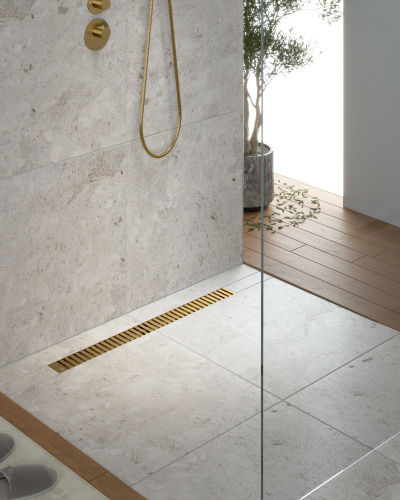картинка Душевой лоток TIMO Drain System 700 с вставкой "lines", Золото матовое (DS230107/17) от магазина Сантехстрой