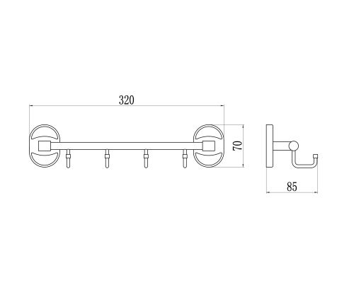 картинка Планка с крючками (4 крючка) Savol S-008204-1 от магазина Сантехстрой