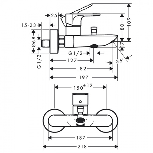 картинка HG Rebris E Смеситель для ванны, внеш.монтаж, цвет хром от магазина Сантехстрой
