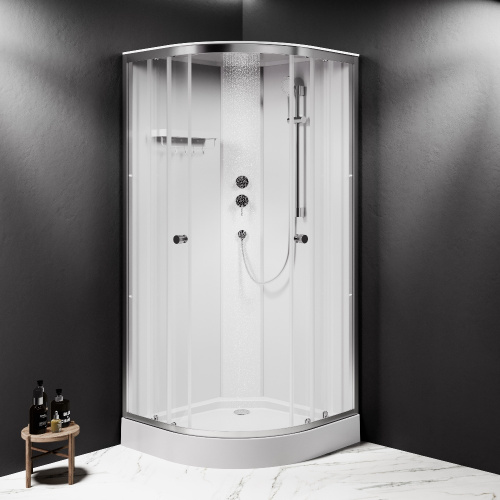 картинка W94C-401-090MT X-Joy кабина душевая  90x90, 1/4 круга,  профиль мат.хром, стекло прозрачное от магазина Сантехстрой