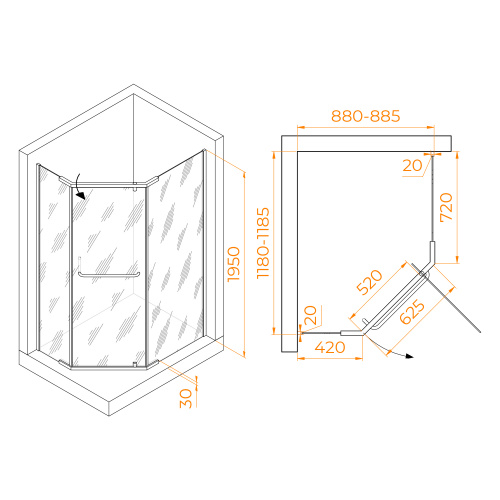 картинка Душевой уголок RGW PA-091B 900x1200 от магазина Сантехстрой