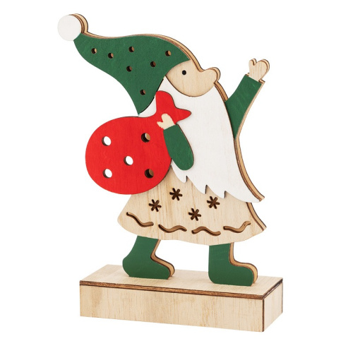 картинка Деревянная фигурка с подсветкой Дед Мороз 18 см NEON-NIGHT от магазина Сантехстрой