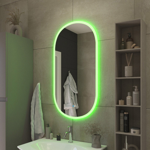 картинка Зеркало Cezares Ellisse 55 CZR-SPC-ELS-550-1050-RGB-TCH с подсветкой с сенсорным выключателем и функцией памяти от магазина Сантехстрой