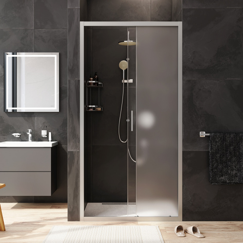 картинка W90G-100-1-195MM Gem Solo Дверь душевая 100х195, стекло матовое, профиль матовый хром от магазина Сантехстрой