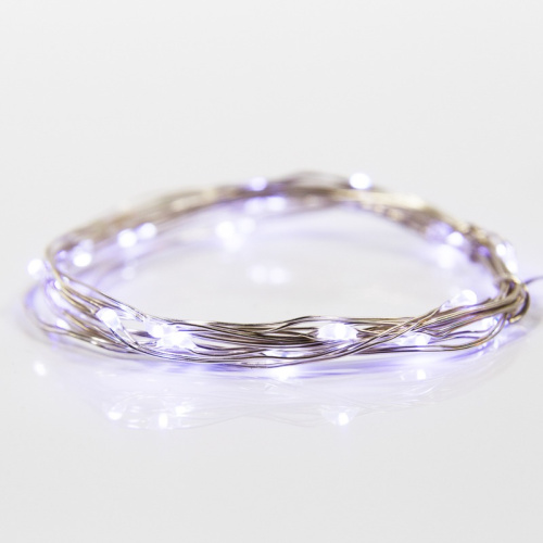 картинка Гирлянда Роса,  2 м,  20 диодов,  цвет белый,  тонкий батарейный блок от магазина Сантехстрой