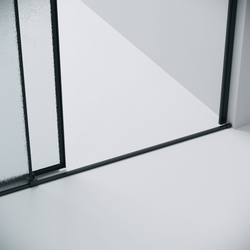 картинка Дверь в нишу 100.K33.01.130.21.02 Galaxy (130*195) черный матовый, стекло шиншилла, 1 место от магазина Сантехстрой