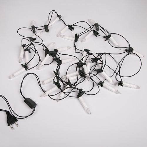 картинка Гирлянда Свечи 4м,  темно-зеленый ПВХ,  20 LED ТЕПЛЫЙ БЕЛЫЙ от магазина Сантехстрой