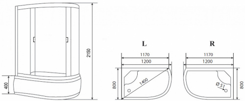 картинка Душевая кабина Loranto CS-66120R F 120х80х215, поддон 40 см от магазина Сантехстрой