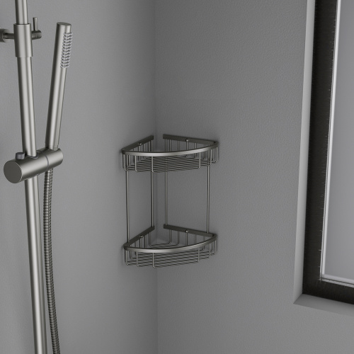 картинка Полка угловая двойная Timo Saona черное золото (13082/18) от магазина Сантехстрой