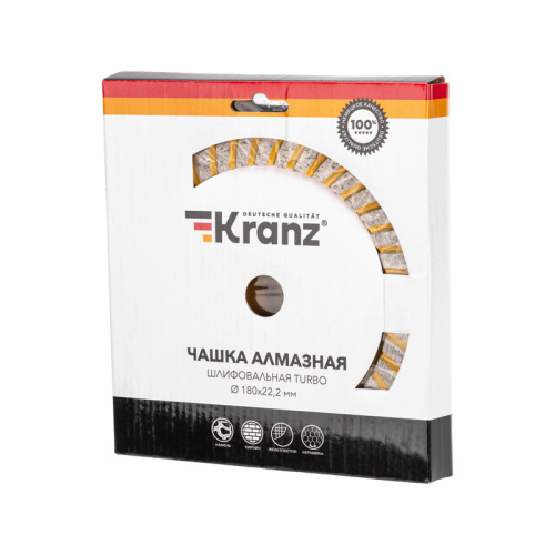 картинка Чашка алмазная шлифовальная Turbo,  180х22,2мм KRANZ от магазина Сантехстрой