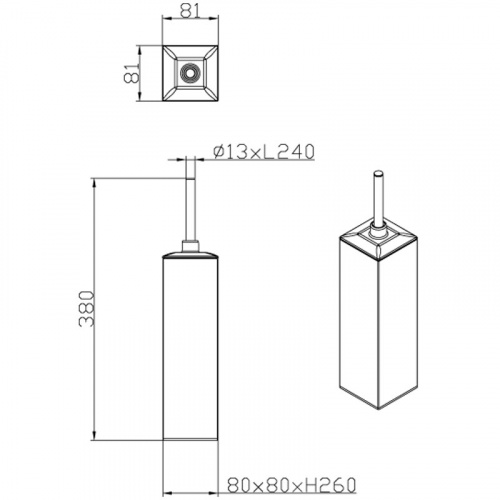 картинка Ерш для унитаза AZARIO RINA напольный хромированный квадратный (AZ-451) от магазина Сантехстрой