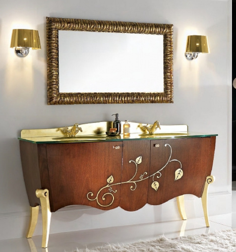 картинка Зеркало Cezares Cavalli 120 CAVALLI 1200x30x750 Noce Foglia oro от магазина Сантехстрой