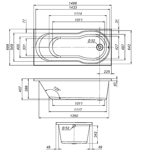 картинка W88A-150-070W-P X-Joy, панель фронтальная для ванны А0 150х70 см, шт от магазина Сантехстрой