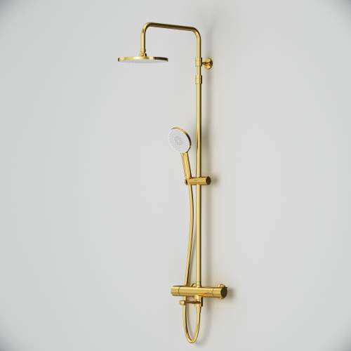 картинка F0785A599 X-Joy, душ.система:  см-ль д/ванны/душа с ТМС, душ.штанга,верх.душ 220мм, руч.душ, золото от магазина Сантехстрой