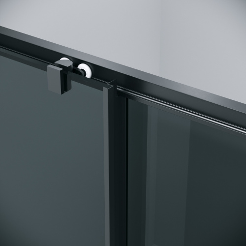 картинка Душевая перегородка 200.K33.02.90.21.10 Cosmo (90*195) черный матовый, стекло тонированное, 1 место от магазина Сантехстрой