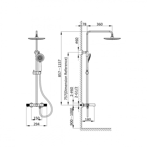 картинка Душевая стойка Desire VSFS-1D1TCH термостатическая, хром от магазина Сантехстрой