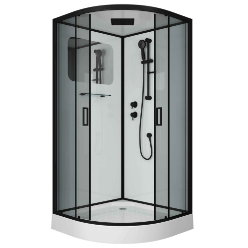 картинка Душ.каб. NG-6901-01 BLACK (900х900х2100) низкий поддон (16 см), стекло ТОНИРОВАННОЕ, 4 места от магазина Сантехстрой