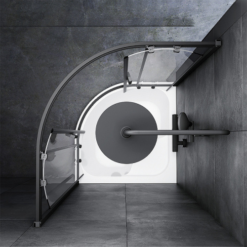 картинка W90G-401A090BT Душевое ограждение Gem Deep 1/4 Rond 90x90 стекло прозрачное, профиль черный матовый, от магазина Сантехстрой