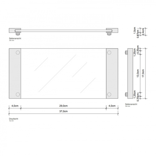 картинка Decor Walther Classic Tab 37 Лоток универсальный 37x17см, прозрачное стекло, цвет: золото от магазина Сантехстрой