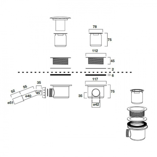 картинка KERASAN Retro Сифон для поддона, золото диаметр 90 от магазина Сантехстрой