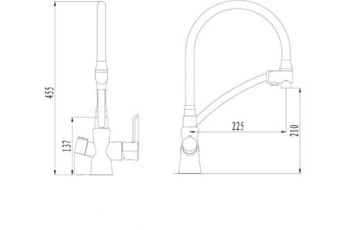 картинка Смеситель для кухни D-Lin с подключением фильтра питьевой воды и гибким изливом, черный D159317-A от магазина Сантехстрой
