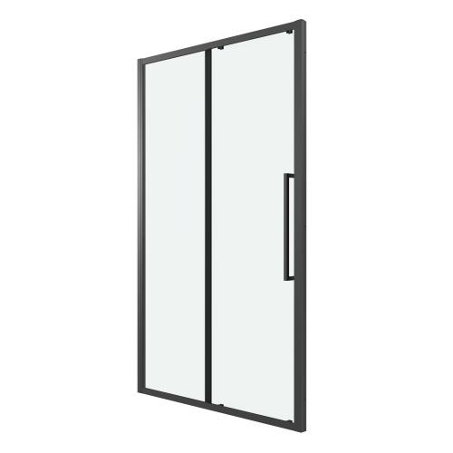 картинка Дверь в нишу 100.K33.02.100.21.00 Cosmo (100*195) черный матовый, стекло прозрачное, 1 место от магазина Сантехстрой