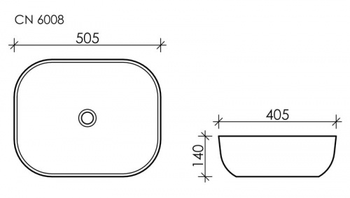 картинка CN6008 Умывальник чаша накладная прямоугольная Element 505*405*140мм от магазина Сантехстрой