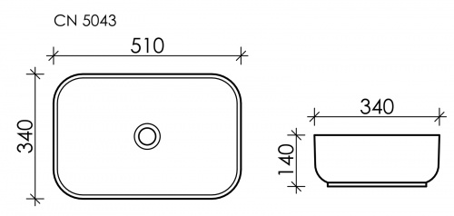 картинка CN5043 Умывальник чаша накладная прямоугольная Element 510*340*140мм от магазина Сантехстрой
