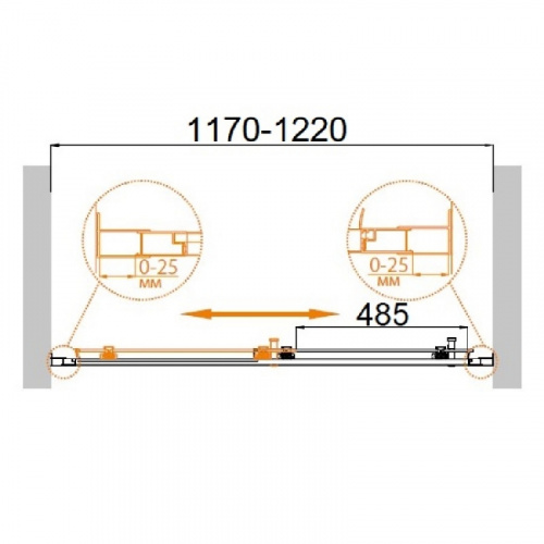 картинка Душевая дверь в нишу Cezares MOLVENO-BF-1-120-C-Cr-IV профиль Хром стекло прозрачное от магазина Сантехстрой