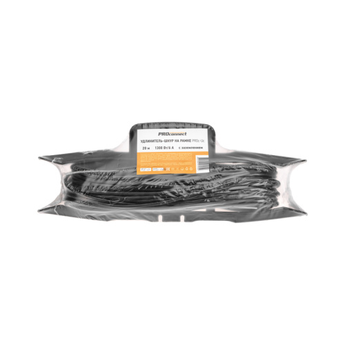 картинка Удлинитель-шнур на рамке ПВС 3х0,75мм²,  20м,  с/з,  6А,  1300Вт,  IP20, черный PROconnect от магазина Сантехстрой