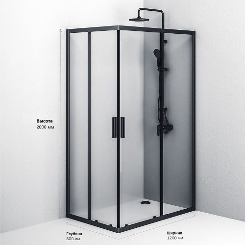 картинка W93G-404-120280-BT Gem S Twin Slide 120x80. Душевое ограждение,120x80, профиль черный мат., стекло п от магазина Сантехстрой