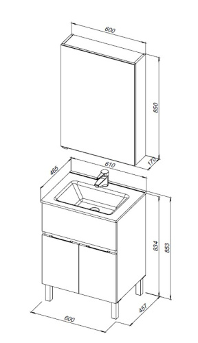 картинка Мебель для ванной Aquanet Алвита New 60 1 ящик, 2 дверцы, серый от магазина Сантехстрой