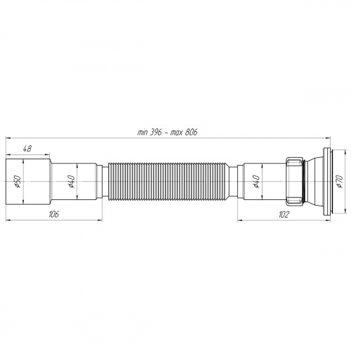 картинка Сифон Ани Пласт гофрированнй 1 1/2 *40-50 396-806мм (G106) от магазина Сантехстрой