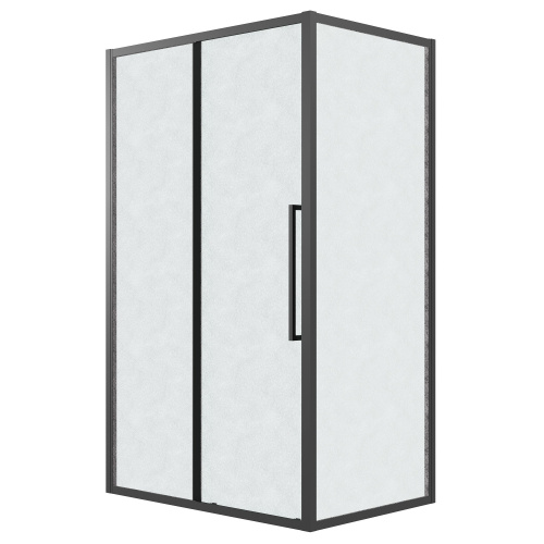 картинка Душевая перегородка 200.K33.02.90.21.02 Cosmo (90*195) черный матовый, стекло шиншилла, 1 место от магазина Сантехстрой