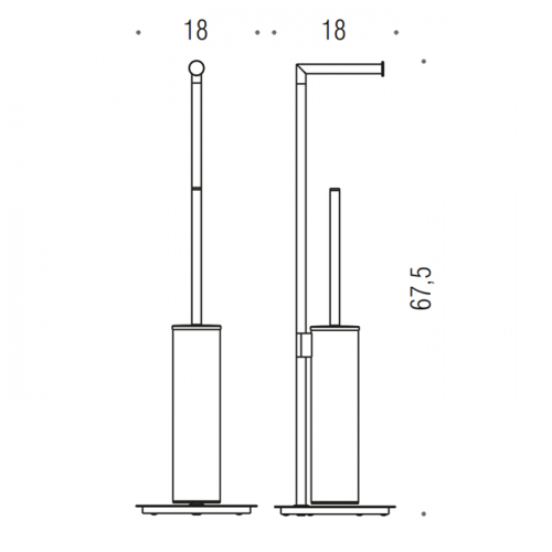 картинка Colombo Mini Стойка напольная с держателем т/б, ерш H61,5cм D18cм , цвет: хром от магазина Сантехстрой