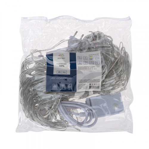 картинка Гирлянда Сеть 2х2х1.5 м,  свечение с динамикой,  прозрачный ПВХ,  136 LED,  230 В,  цвет свечения теплый белый от магазина Сантехстрой