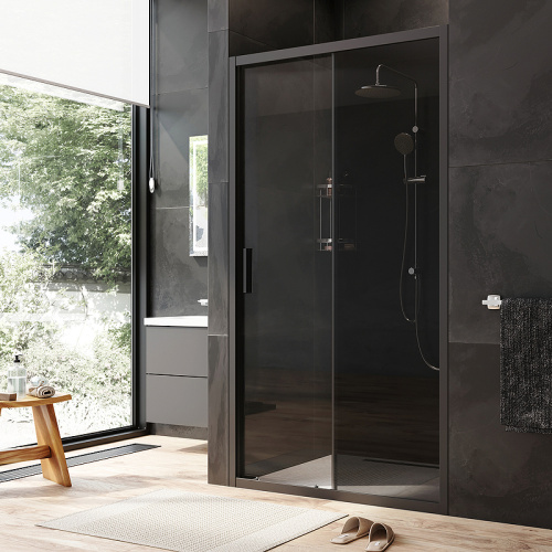картинка W90G-110-1-195BG Gem Solo Дверь душевая 110х195, стекло тонированное, профиль черный матовый от магазина Сантехстрой