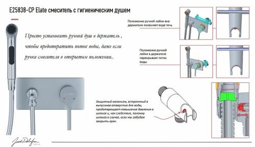 картинка Гигиенический душ со смесителем Jacob Delafon Elate E25838-CP Хром от магазина Сантехстрой