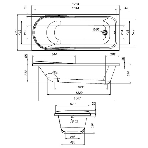 картинка W80A-170-070W-A Like, ванна акриловая A0 170х70 см,шт от магазина Сантехстрой