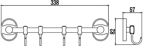 картинка Планка с крючками (4 крючка) Savol 70 (S-008204) от магазина Сантехстрой